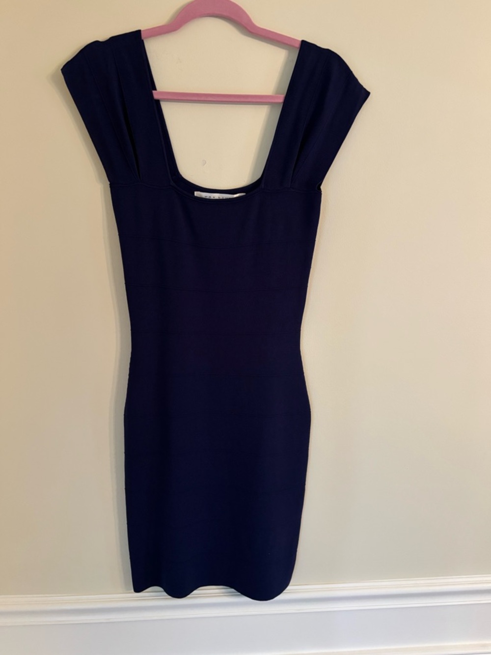 Vintage Max Studio Navy Blue Bodycon Bandage Midi Dress Size M